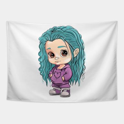 Baby Karol Blue Hair Tapestry Official Karol G Merch