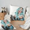 Karol G With Blue Hair Illustration Throw Pillow Official Karol G Merch