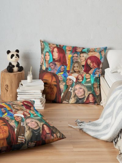 Karol G Collage Throw Pillow Official Karol G Merch