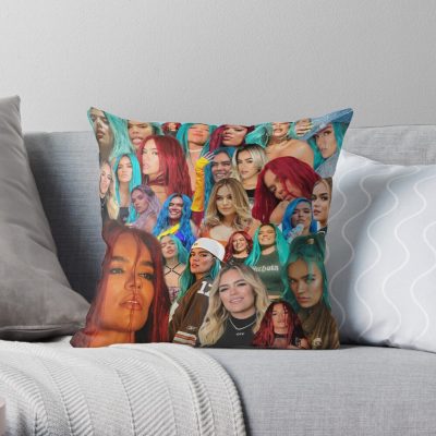 Karol G Collage Throw Pillow Official Karol G Merch