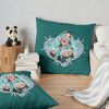 Karol G With Blue Hair Illustration With Bichota Words On The Background Throw Pillow Official Cow Anime Merch