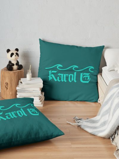 Karol G Waves Throw Pillow Official Cow Anime Merch