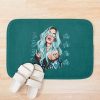 Karol G With Blue Hair Illustration With Bichota Words On The Background Bath Mat Official Cow Anime Merch