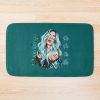 Karol G With Blue Hair Illustration With Bichota Words On The Background Bath Mat Official Cow Anime Merch