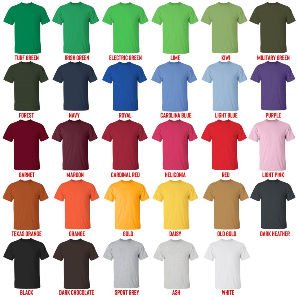 t shirt color chart - Karol G Shop