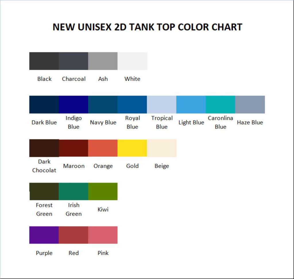 tank top color chart - Karol G Shop