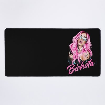 Karol G With Pink Hair Illustration With Bichota Word Mouse Pad Official Cow Anime Merch